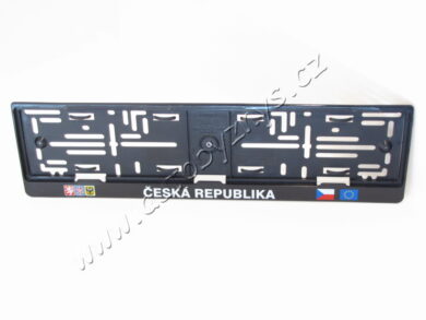 Podložka SPZ(RZ) černá ČR+erby  (91534)