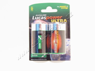 Baterie alkalické 1,5V LUCAS ULTRA DIGITAL LR20 (D velký monočlánek) -sada 2ks  (13865)