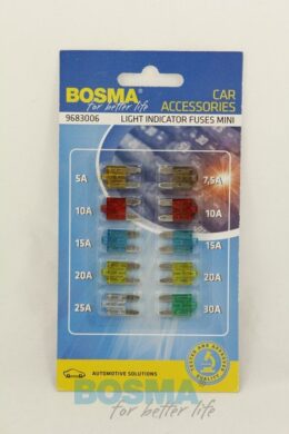 Sada mini plochých pojistek s LED diodou 10ks BOSMA  (LED2645)