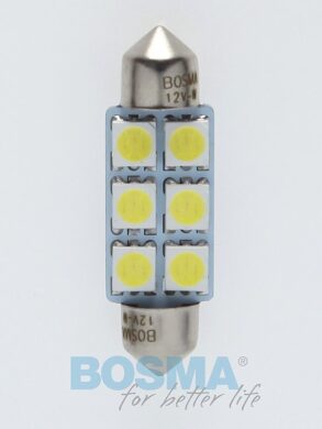 12V LED žárovka sufit SV8,5 12x39 6xLED SMD 5050 bílá BOSMA blistr 2ks  (LED3833)