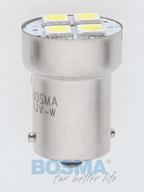 12V Ba15s LED žárovka 4xLED SMD 5050 bílá BOSMA blistr 2ks  (LED3048)