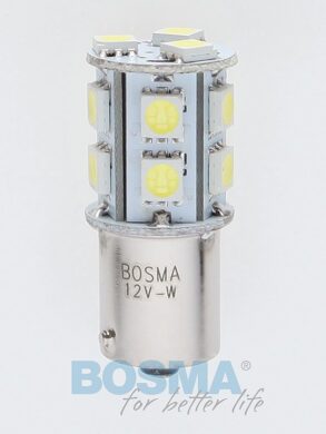12V Ba15s LED žárovka 13xLED SMD 5050 bílá BOSMA blistr 2ks  (LED3055)