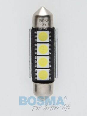 12V LED žárovka sufit SV8,5 12x39 4xLED SMD 5050 CANBUS bílá BOSMA blistr 2ks  (LED3789)