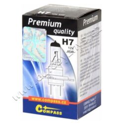 12V H7 PREMIUM 55W PX26D box s UV filtrem COMPASS - Halogenov autorovka 12V H7 Premium, vynik preciznm zpracovnm a dlouhodobou kvalitou.

Tato autorovka je vyrbna s psnmi poadavky na kvalitu, spluje normu E4 a zajiuje vysok svteln vkon. Samozejmost je pouit skla s UV filtrem a je tak vhodn pro vechny druhy svtlomet.
Technick daje
typ rovky	H7 Premium
napt	12 V
pkon	55W
patice	PX26d
UV filtr	ano
homologace	E4