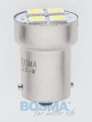 12V Ba15s LED žárovka 4xLED SMD 5050 bílá BOSMA blistr 2ks